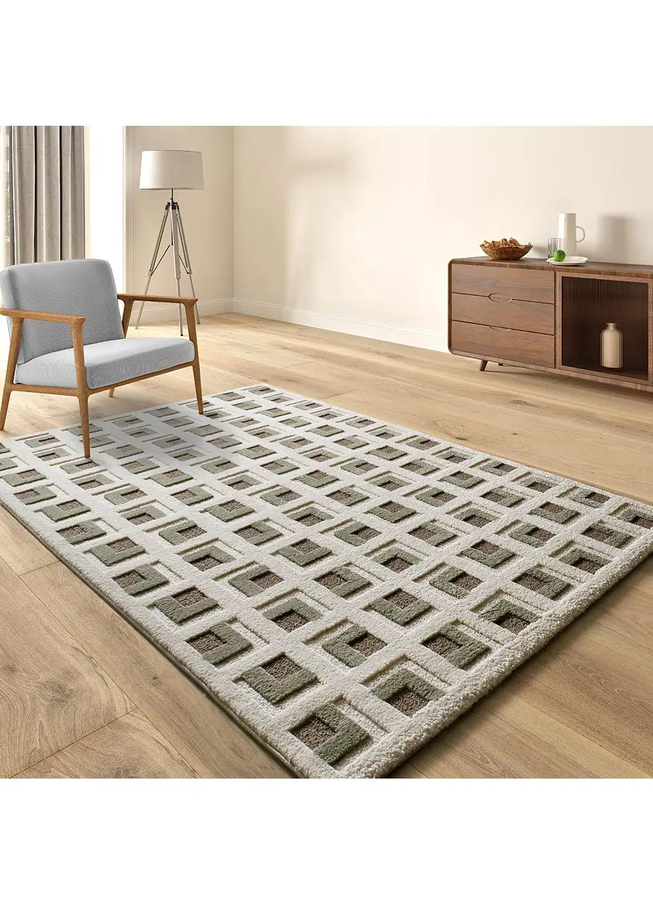 Alfombra geométrica para salón CANDELA 2450 06 Marrón Universal