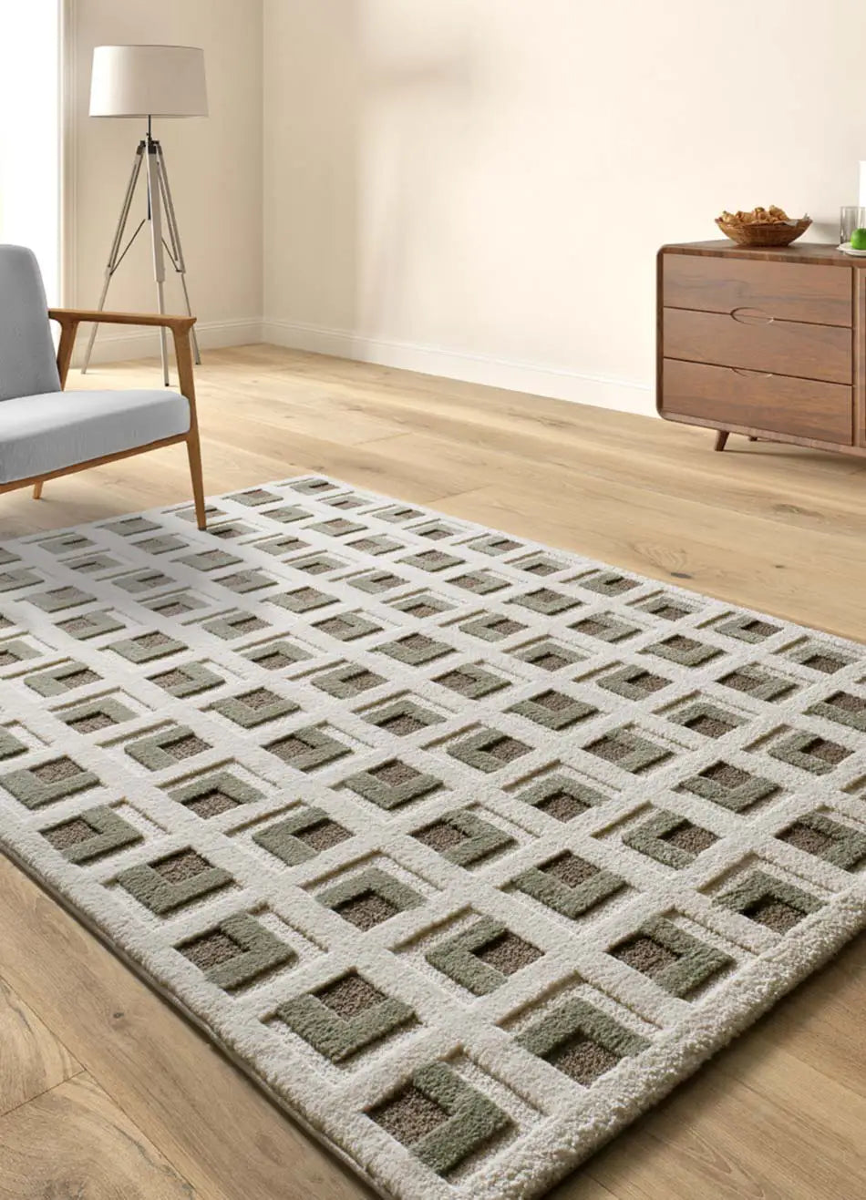 Alfombra geométrica salón CANDELA 2450 06 Marrón Universal