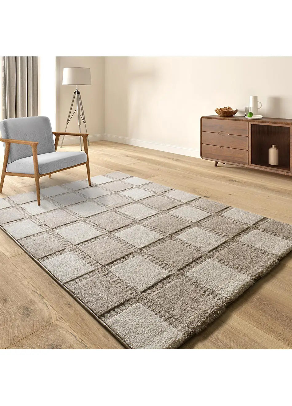 Alfombra geométrica CANDELA 2451 41 Crema Universal para salón
