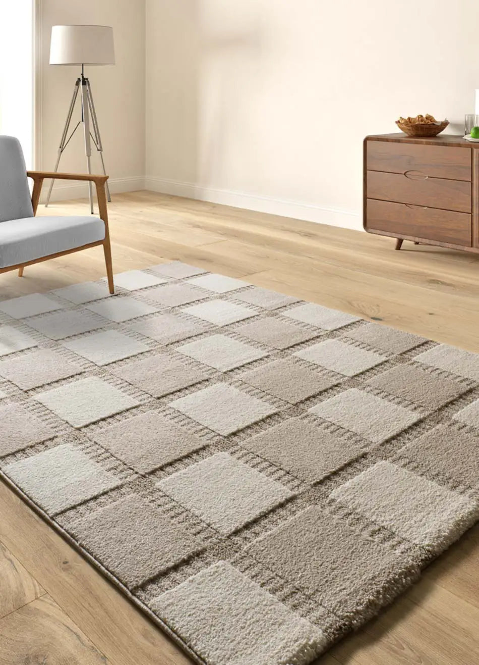 Alfombra geométrica salón CANDELA 2451 41 Crema Universal