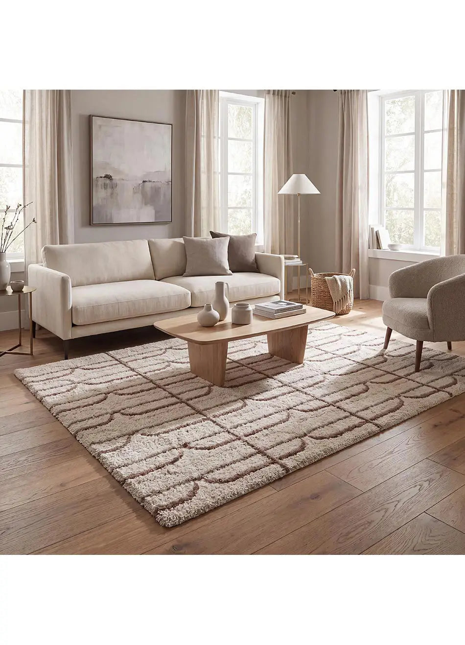 Alfombra Ember 69412 02 Beige Para salón Universal XXI