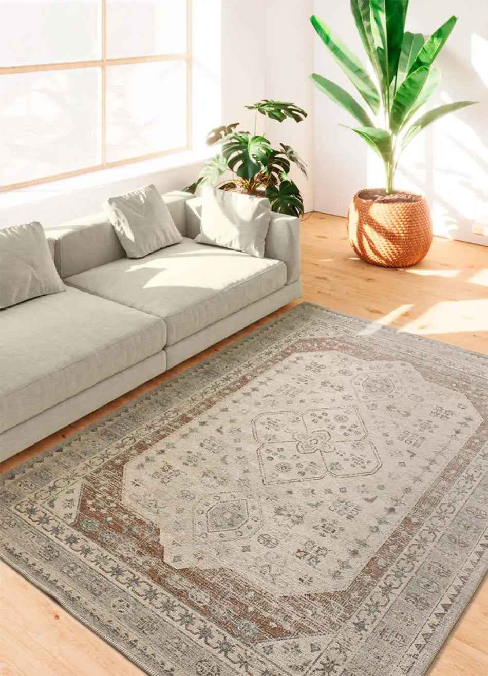 Alfombra vintage de salón LUA 3111 Plata Universal