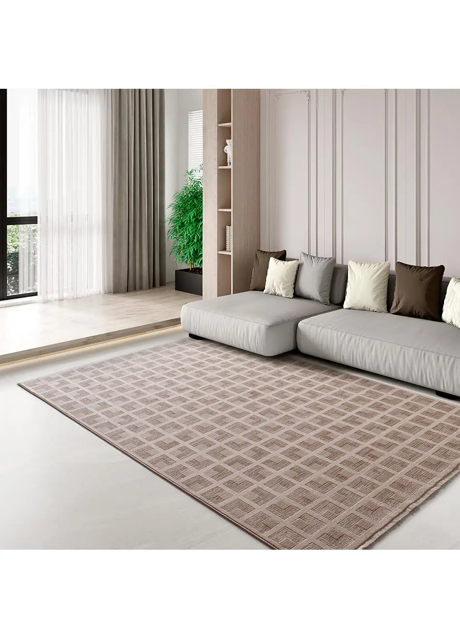 Alfombra geométrica ONA 52094 02 Beige Universal Para salón