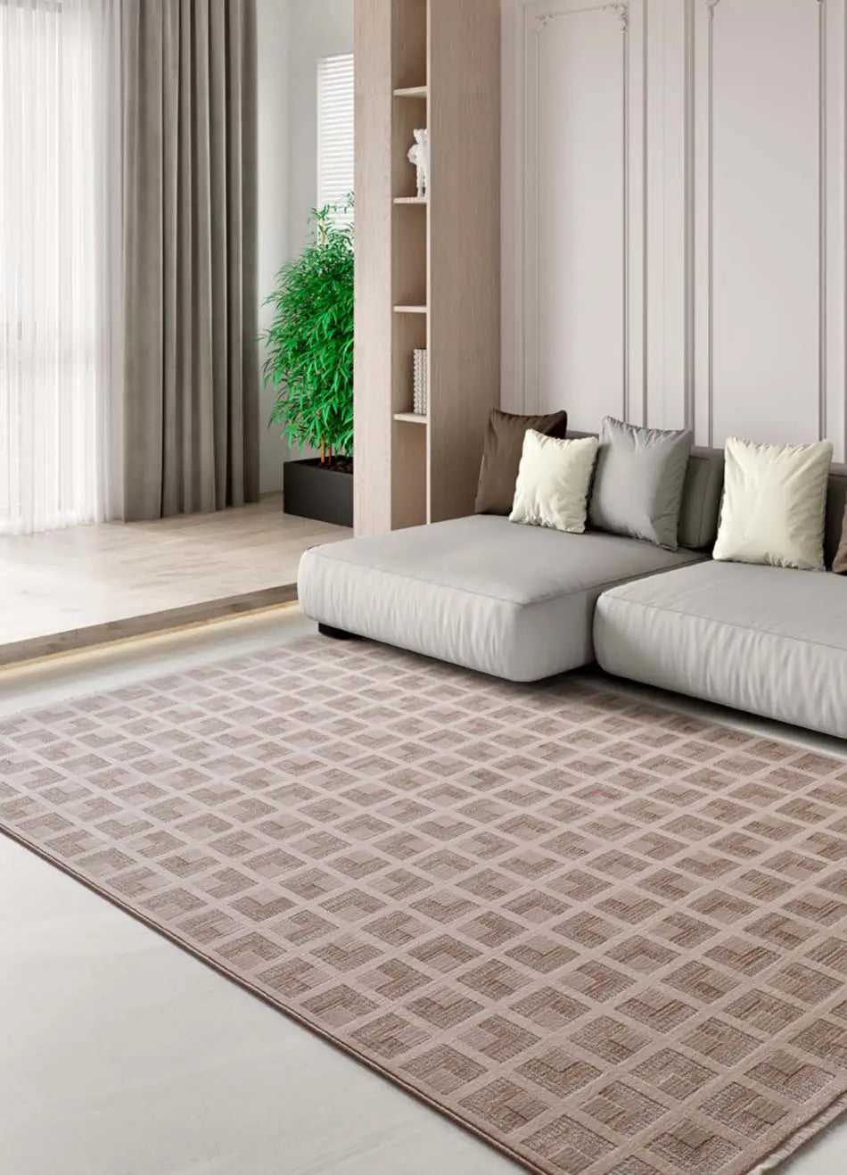 Alfombra geométrica ONA 52094 02 Beige Universal
