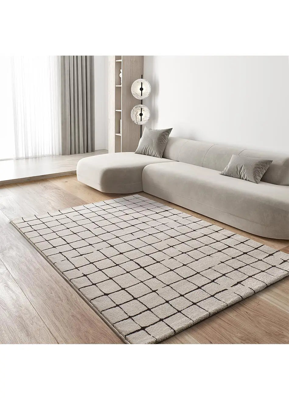 Alfombra geométrica RETRO 12898 04 Blanco Universal Ambiente