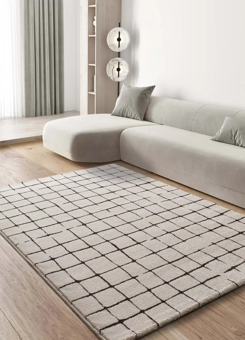 Alfombra geométrica salón RETRO 12898 04 Blanco Universal