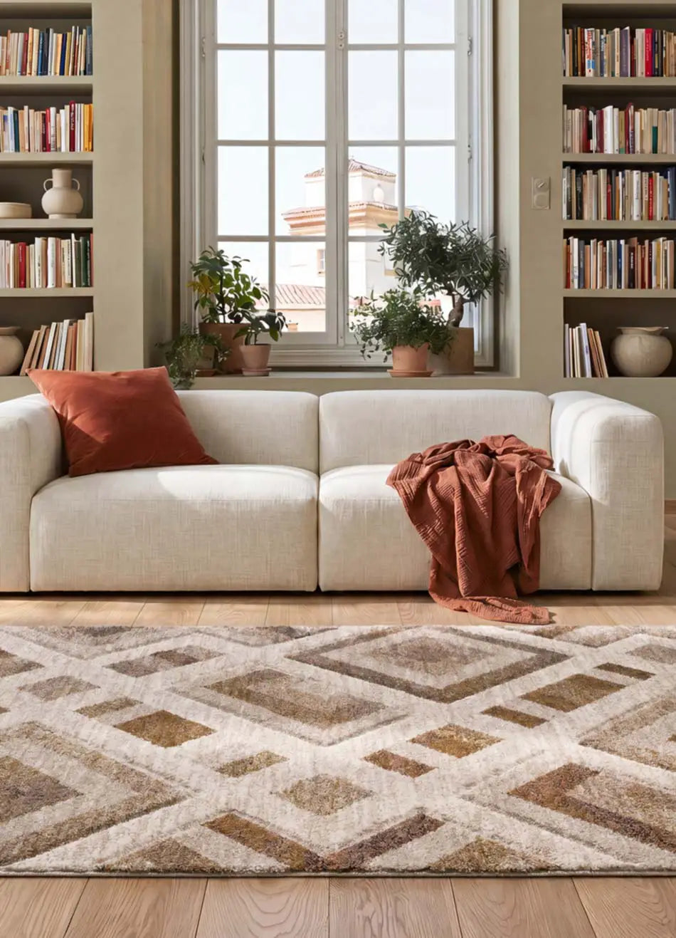 Alfombra Teva 54027 02 Beige Salón Universal XXI